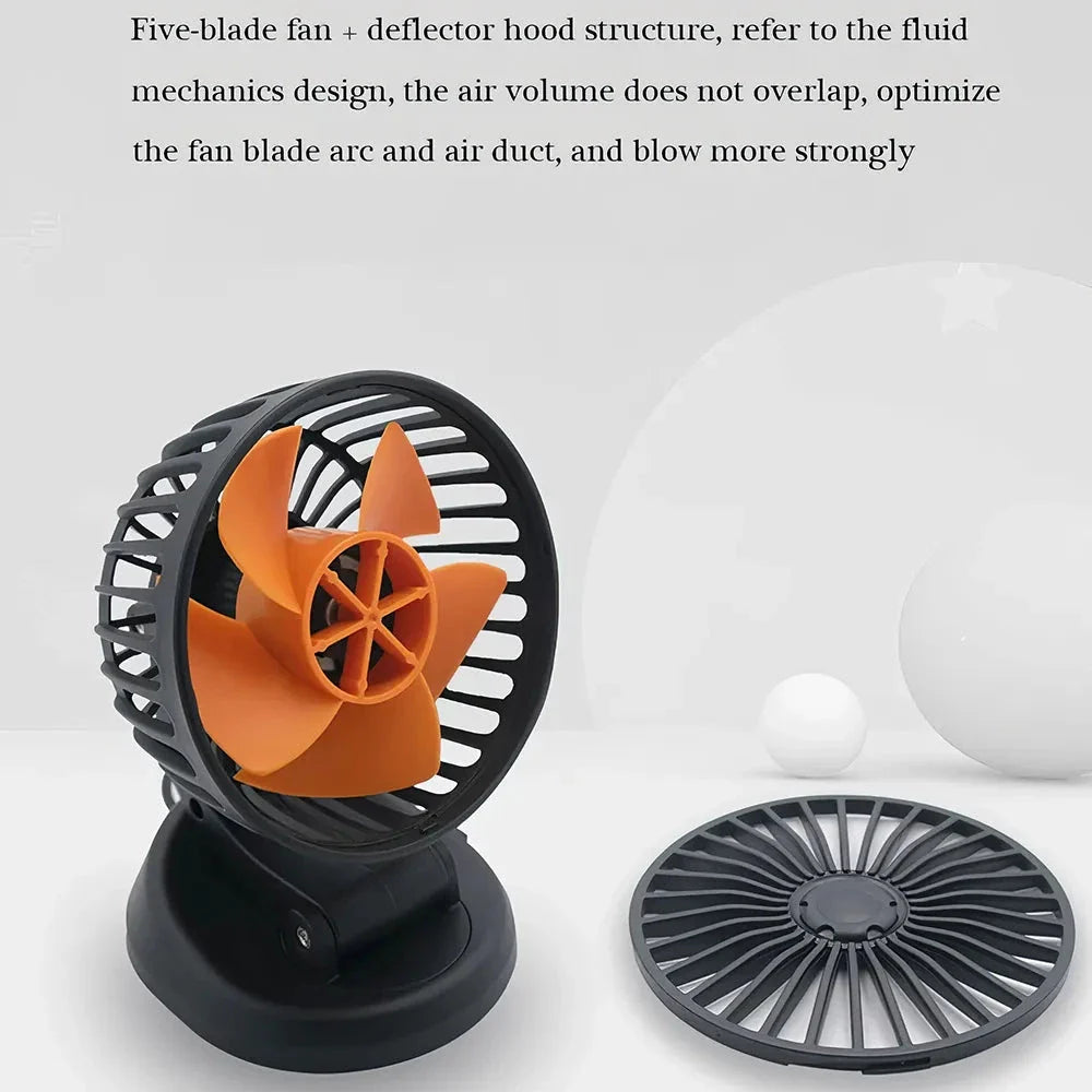 Multi-Angle Rotatable Car Cooling Fan with adjustable airflow and compact design for safe, comfortable driving