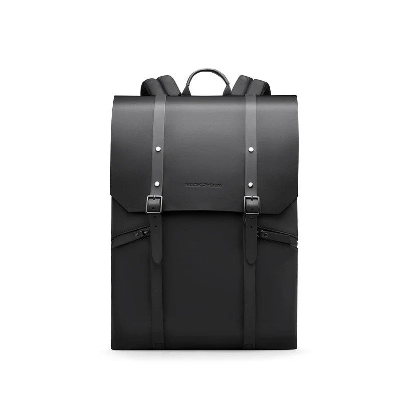 A stylish and functional large capacity backpack in black, featuring multiple pockets and a dedicated laptop compartment for school, travel, and work use.