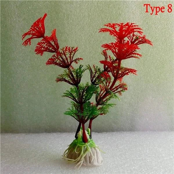 Vibrant multicolour artificial aquarium plants in various styles and sizes