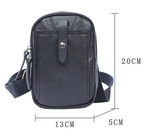 Timeless Leather One-Shoulder Crossbody Bag in Black, featuring premium British cowhide, hands-free design, and organised interior pockets