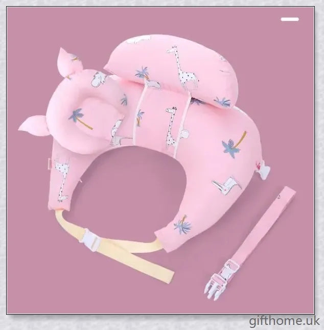Premium breastfeeding nursing pillow with adjustable buckle, soft cotton fabric, and extra cushioning to support baby's head and prevent reflux.