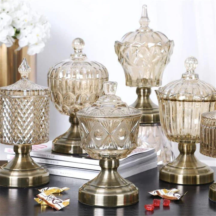 Elegant Nordic-style crystal glass storage pot with minimalist design for organizing kitchen or living space
