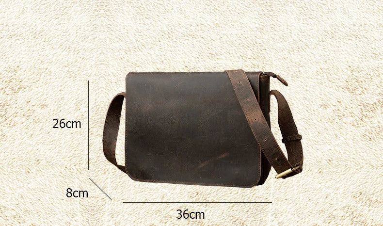 A retro-inspired leather shoulder bag for men, featuring a classic British design and high-quality construction