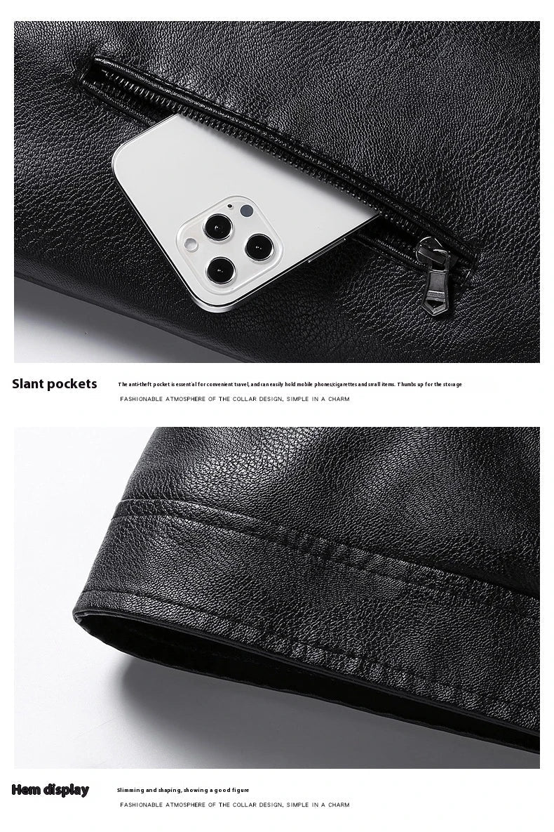 Stylish Fleece-Padded Jacket with PU Leather Accents in Various Colours