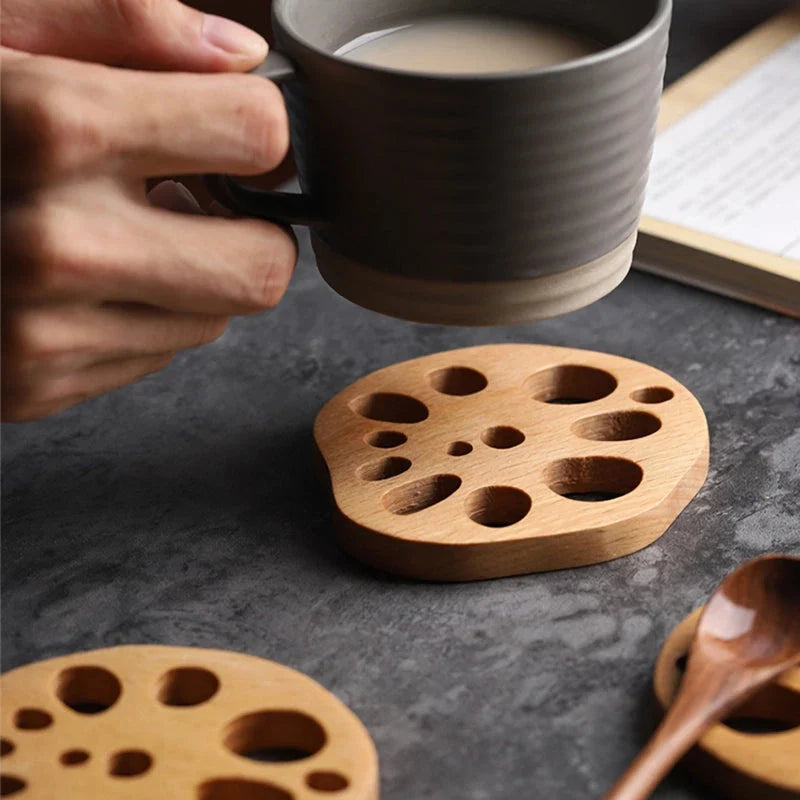 Beechwood Lotus Root Coaster - Elegant and Heat-Resistant Table Accessory