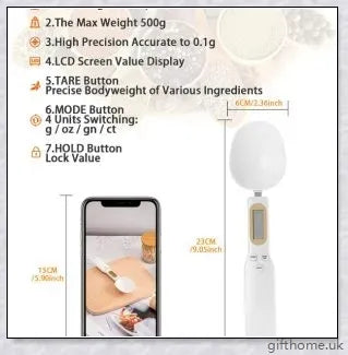 Precision Digital Kitchen Measuring Spoon with LCD Display - Accurately Measure Ingredients for Cooking and Baking
