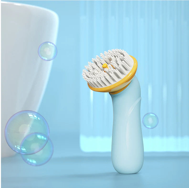 Premium hand-held pet bath brush with soft bristles and ergonomic grip for gentle grooming and cleaning