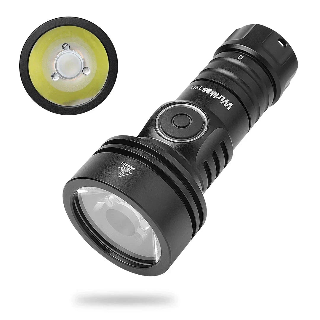 Powerful 2000-lumen USB-C rechargeable EDC flashlight with RGB auxiliary lights and IP68 waterproof design