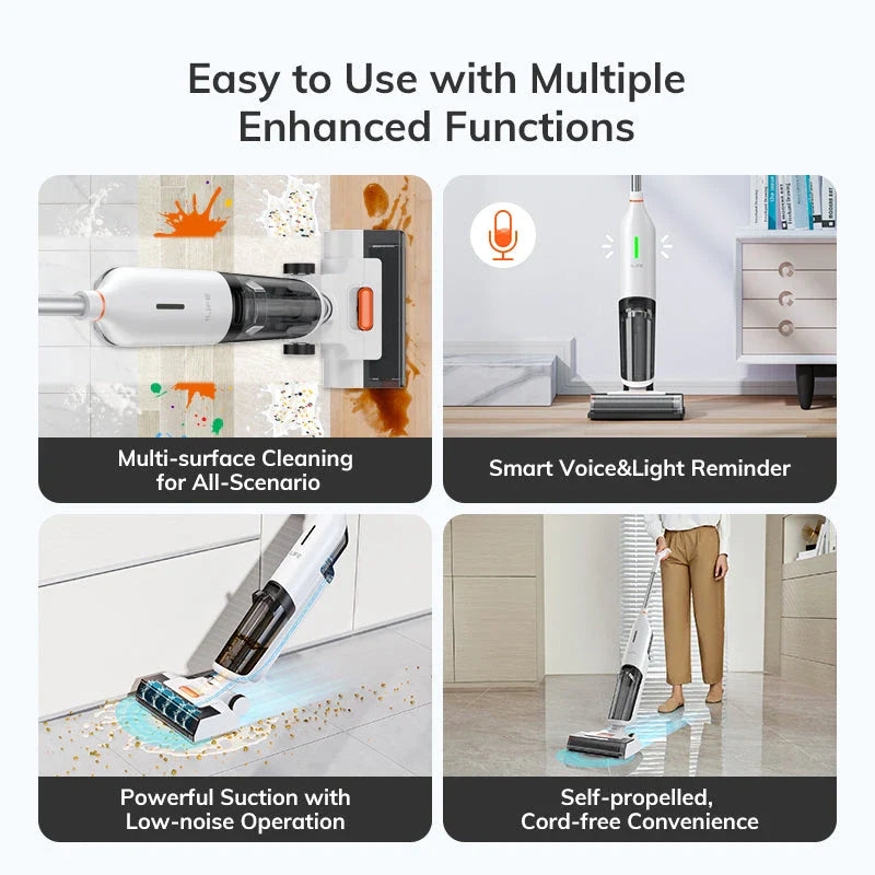 Cordless wet and dry cleaning smart robotic mop with powerful suction, dual water tanks, and self-cleaning function for effortless home cleaning