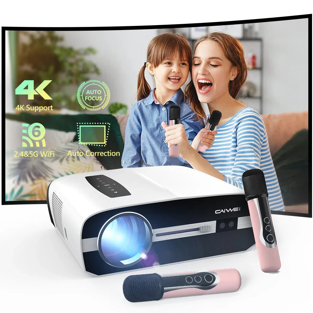 4K Ultra HD Smart Projector with Karaoke System and Automated Focus, Delivering Cinematic Home Entertainment