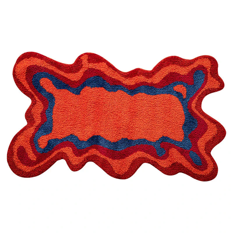 Vibrant 70s retro psychedelic tufted area rug with abstract design, perfect for adding vintage charm and modern style to your home