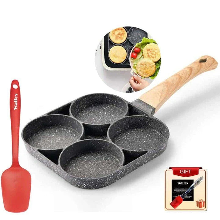 Premium 4-in-1 non-stick frying pan set made of durable aluminium alloy with ergonomic handles and a versatile 4-pan design for efficient multi-dish cooking.