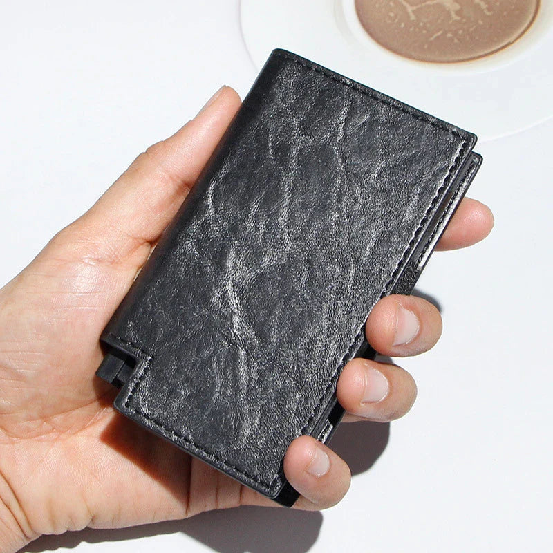 Aluminium alloy card wallet with automatic pop-up function, available in multiple stylish colours