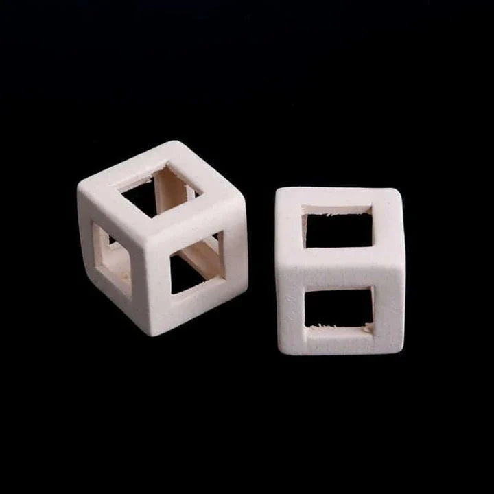 Elegant white ceramic cube aquarium decor with a modern, minimalist design