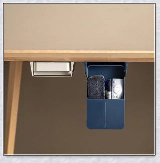 Discreet hidden under-desk storage drawer for pens, pencils, and other office supplies