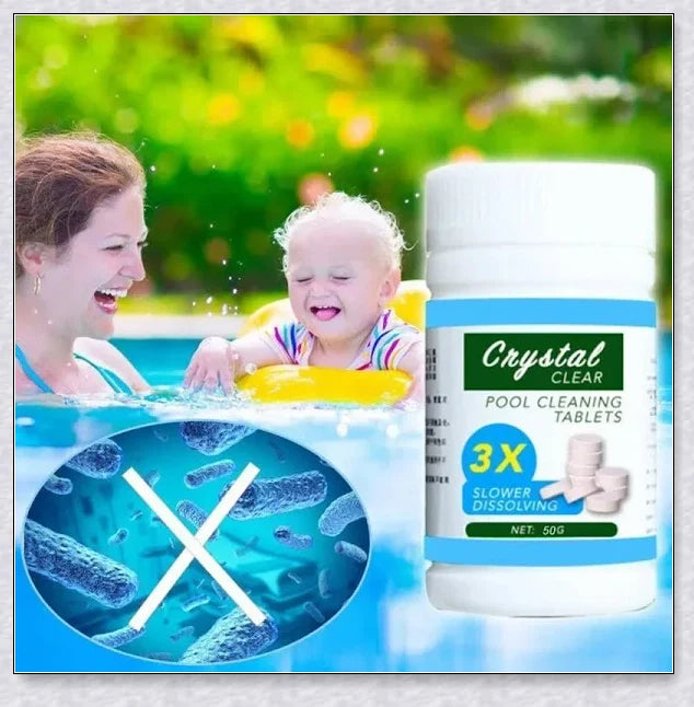 Premium swimming pool cleaning tablets that effectively eliminate bacteria, control algae, and protect against UV rays for a crystal clear, safe pool experience.