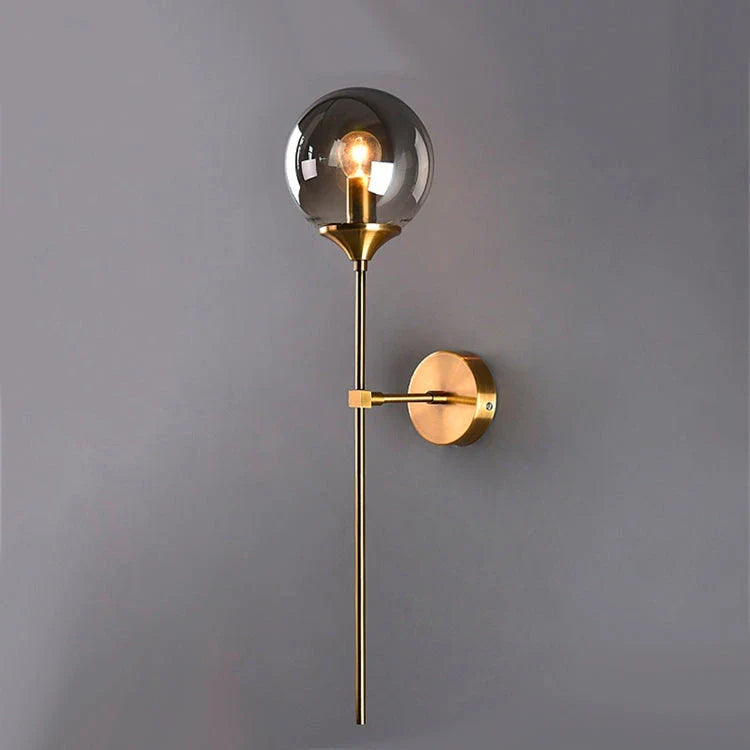 Elegant Nordic-inspired LED wall lamp with a sleek glass shade and sturdy iron body, providing warm and energy-efficient lighting for modern homes.
