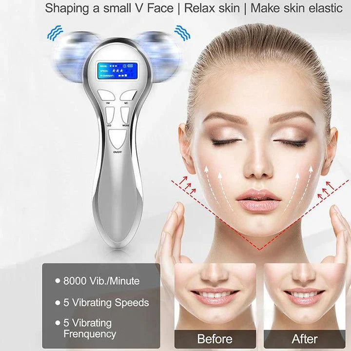 Premium 4D microcurrent facial roller for skin tightening, wrinkle reduction, and rejuvenation