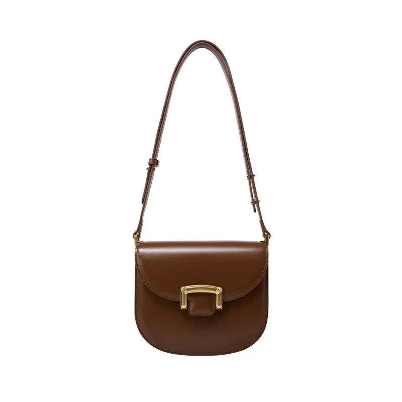 Premium high-end British wedding shoulder bag in brown, with a unique saddle shape design and hardwearing leather exterior