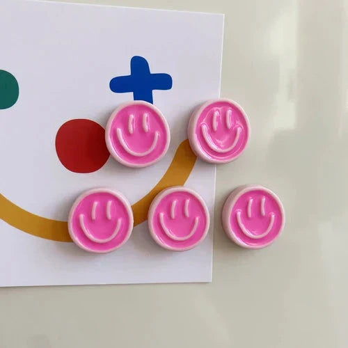 Cheerful Nordic-inspired refrigerator magnets with cartoon designs in various colours, made of high-quality resin for durability