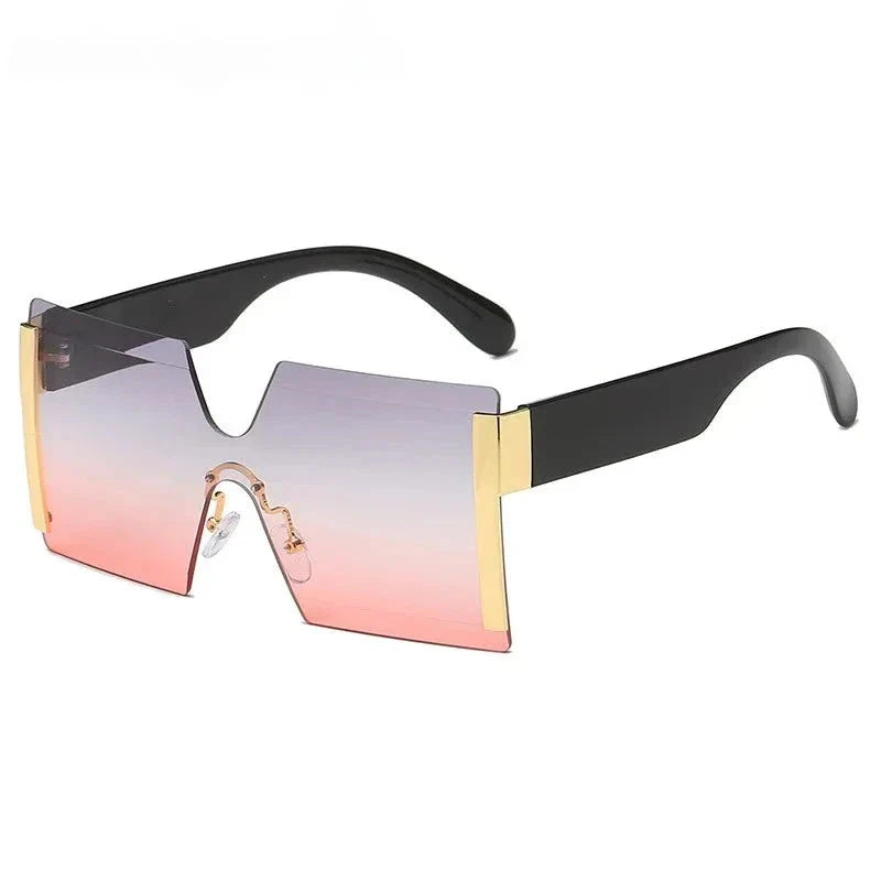 Stylish rimless gradient square sunglasses for women, featuring a bold and versatile design with gradient lenses for enhanced privacy and sun protection.