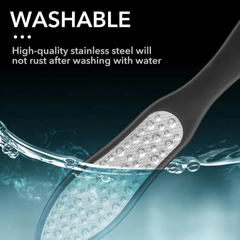 Premium 3-in-1 Foot Care Pedicure Tool with laser-cut stainless steel surfaces and ergonomic handle for salon-worthy feet at home