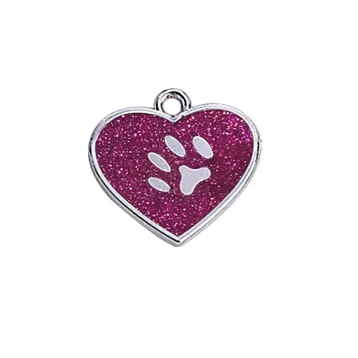 Elegant glittering cat identification tag made of metal with sparkling sequins for a stylish and safe accessory