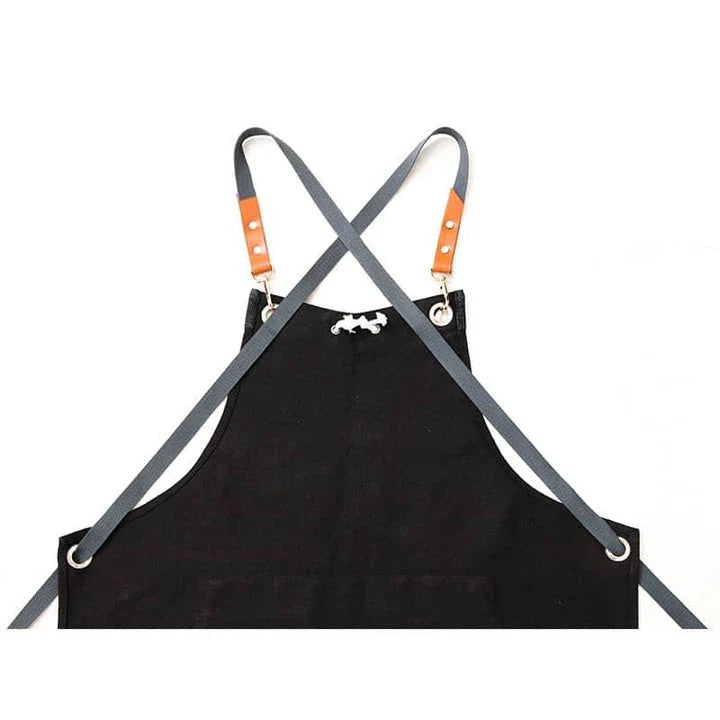 Premium black restaurant barista apron made of durable canvas for café and restaurant staff