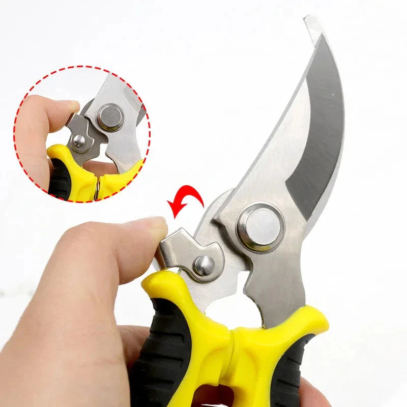 Professional Bypass Pruning Shears with stainless steel blades and ergonomic non-slip handles for effortless gardening