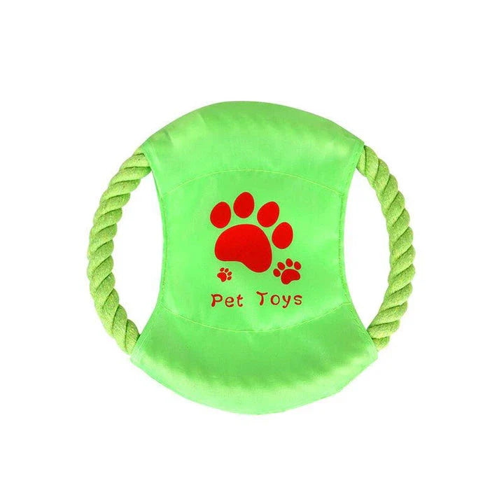 Robust cotton bone-shaped braided toy for dogs, designed to withstand chewing and promote dental health