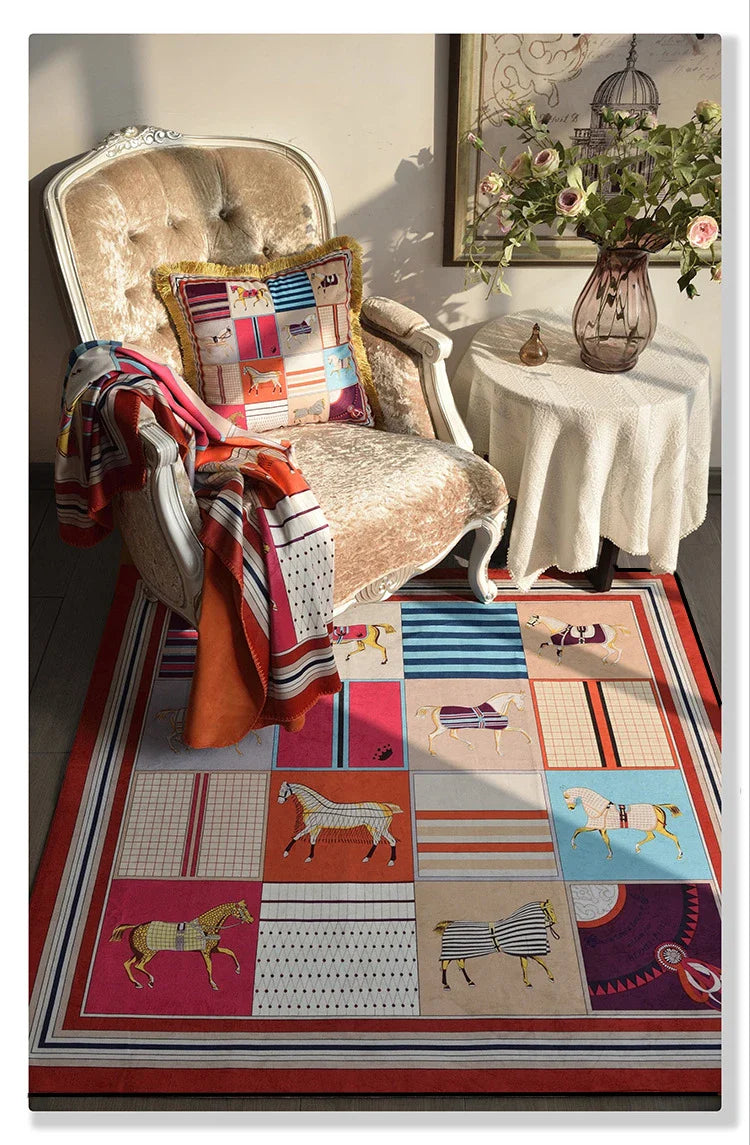 Stylish round rug made of premium polyester with non-slip backing for living room, bedroom or entryway decor
