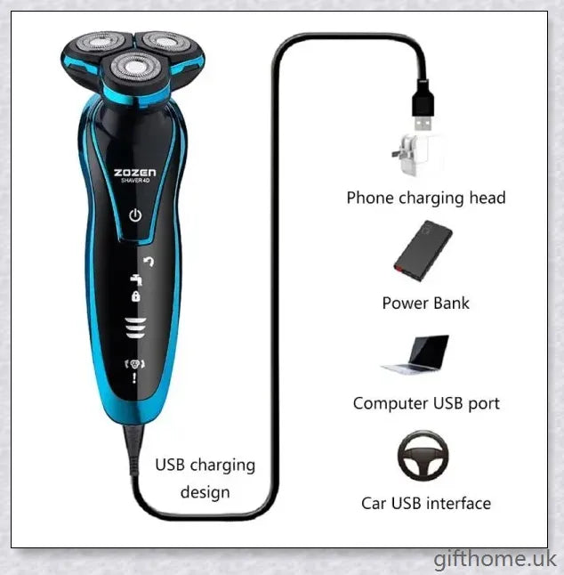 Premium 4D Rotary Electric Shaver with Floating Heads for a close, comfortable shave