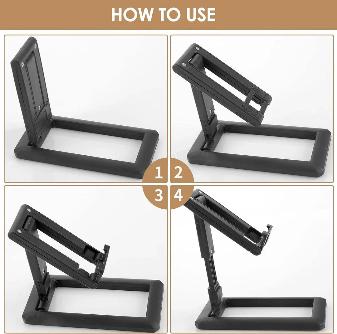 Adjustable and foldable phone stand in pink colour, providing hands-free convenience for work, entertainment, and on-the-go use