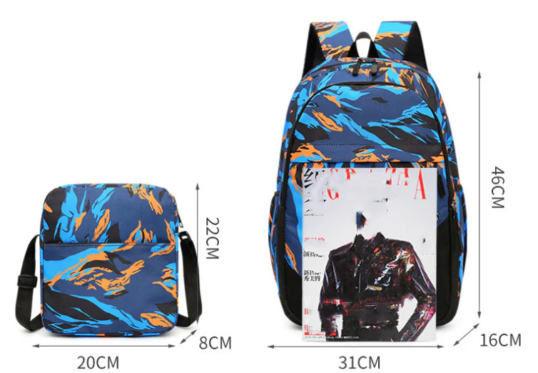 A durable, breathable Canvas Camouflage Backpack with multiple pockets and a spacious main compartment, perfect for outdoor adventures.