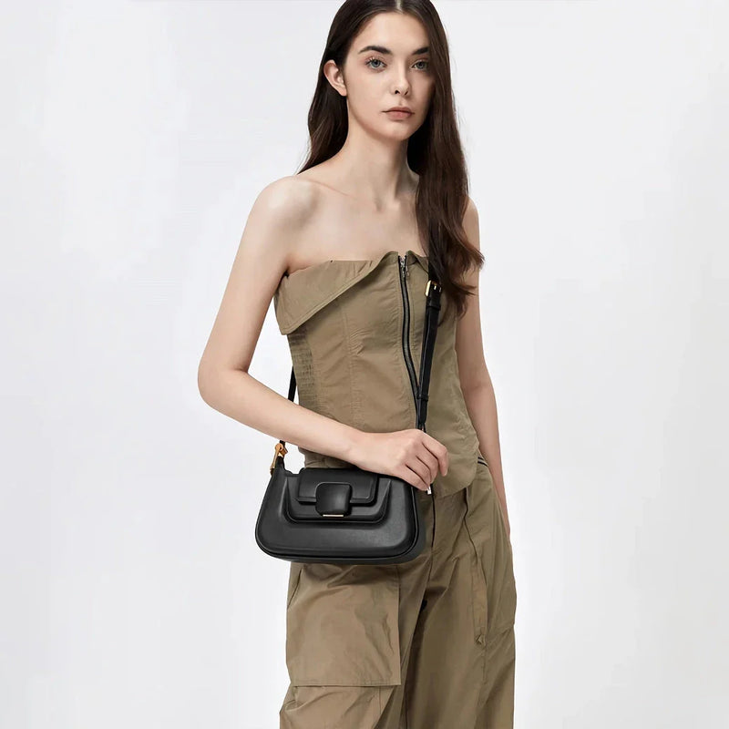 GiftHome UK Sophisticated Silk-Lined TPU Crossbody Baguette Bag