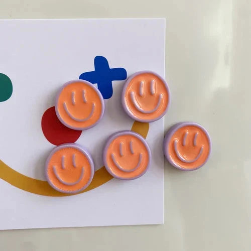 Cheerful Nordic-inspired refrigerator magnets with cartoon designs in various colours, made of high-quality resin for durability