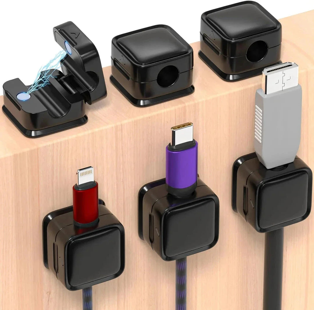 Adjustable magnetic cable clips organizer with strong adhesive for easy cable management