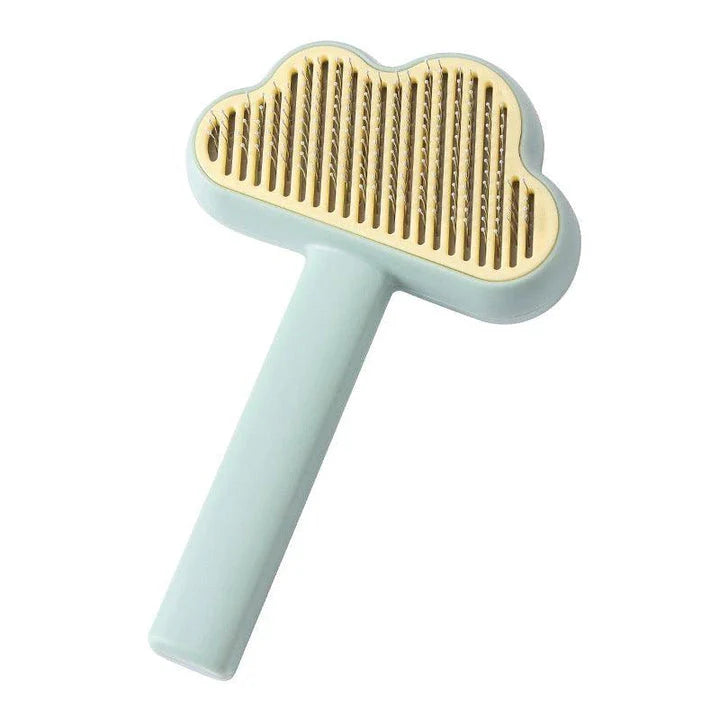 Premium self-cleaning pet comb in various colours, featuring a unique hair removal mechanism for effortless grooming