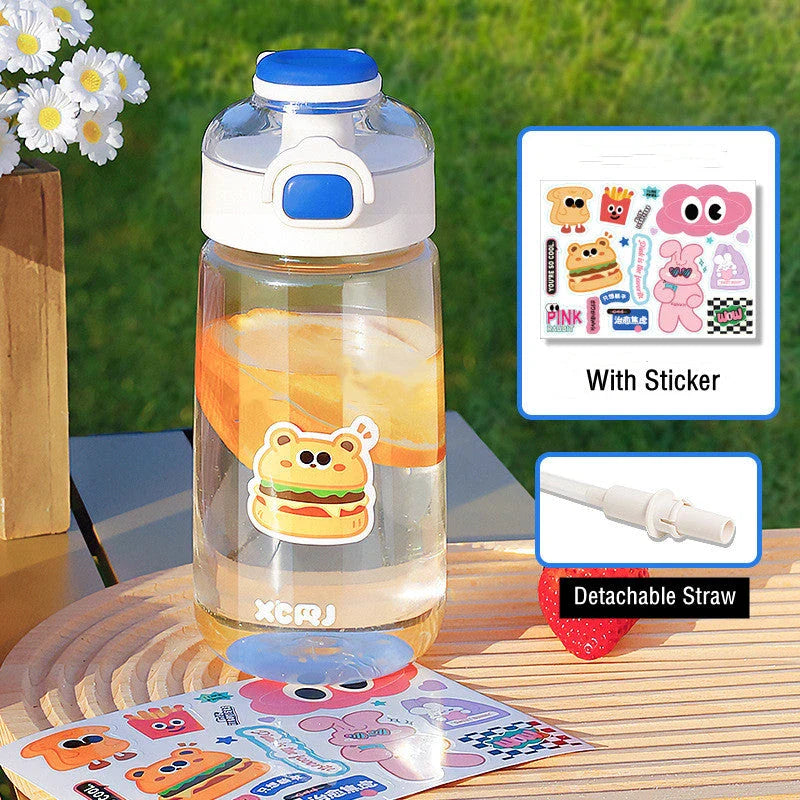 Stylish 700ml plastic water bottle with DIY stickers for personalization, suitable for various beverages and on-the-go use