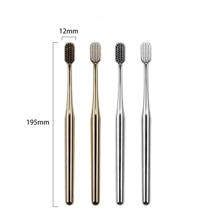 Elegant gold and silver toothbrush with soft bristles for superior dental hygiene