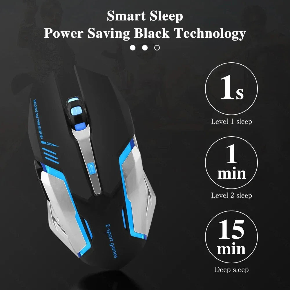 Rechargeable Dual-Mode Wireless Gaming Mouse with LED Backlight and Ergonomic Design