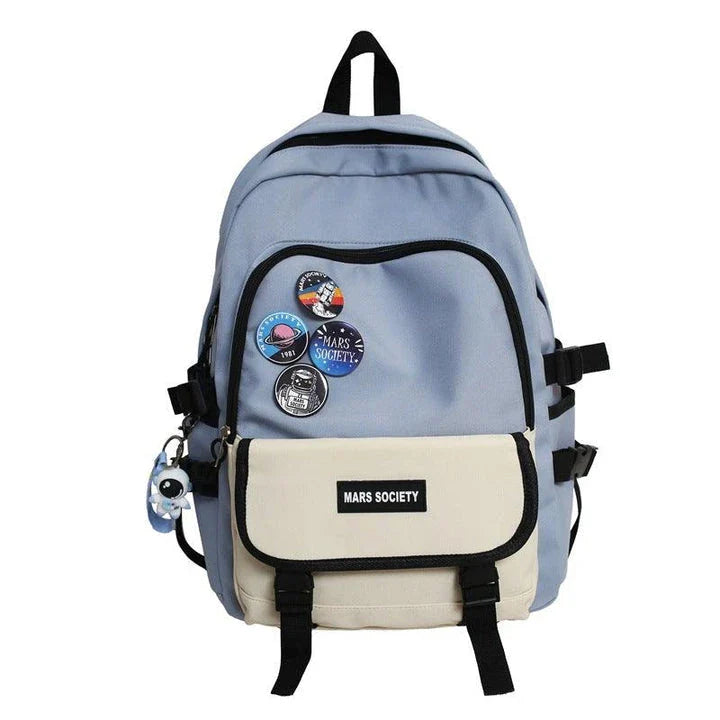 Stylish college and school backpack with ample storage capacity, durable nylon construction, and modern design features