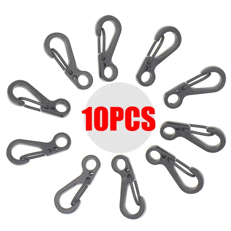 Premium 10-pack of Mini Spring Backpack Clasps made from durable aluminium alloy for secure outdoor and everyday use