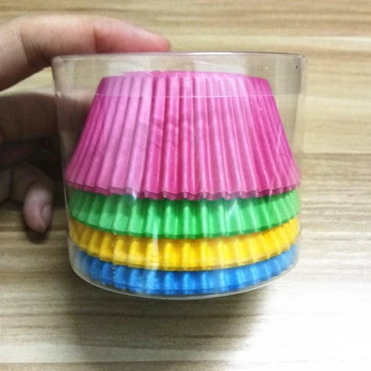 Premium British-made paper cupcake liners in a mixed colour pack, perfect for baking delicious treats at home
