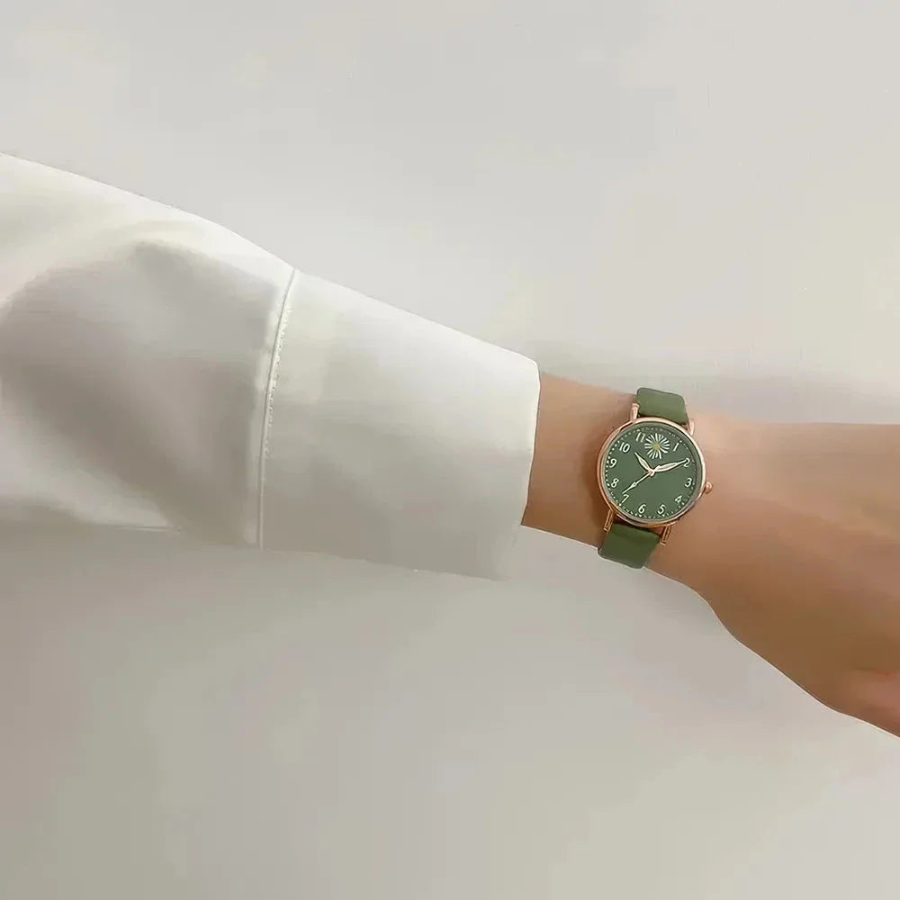 Elegant leather quartz dress watch for women featuring a sophisticated design, alloy case, and secure buckle clasp