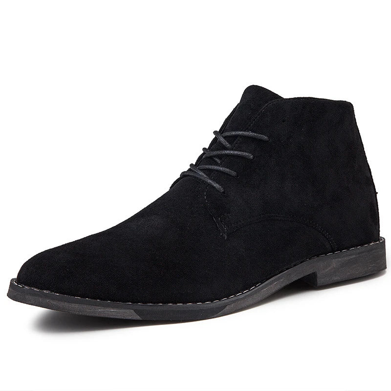 Sophisticated British-style pointed toe leather boots for men in a variety of sizes