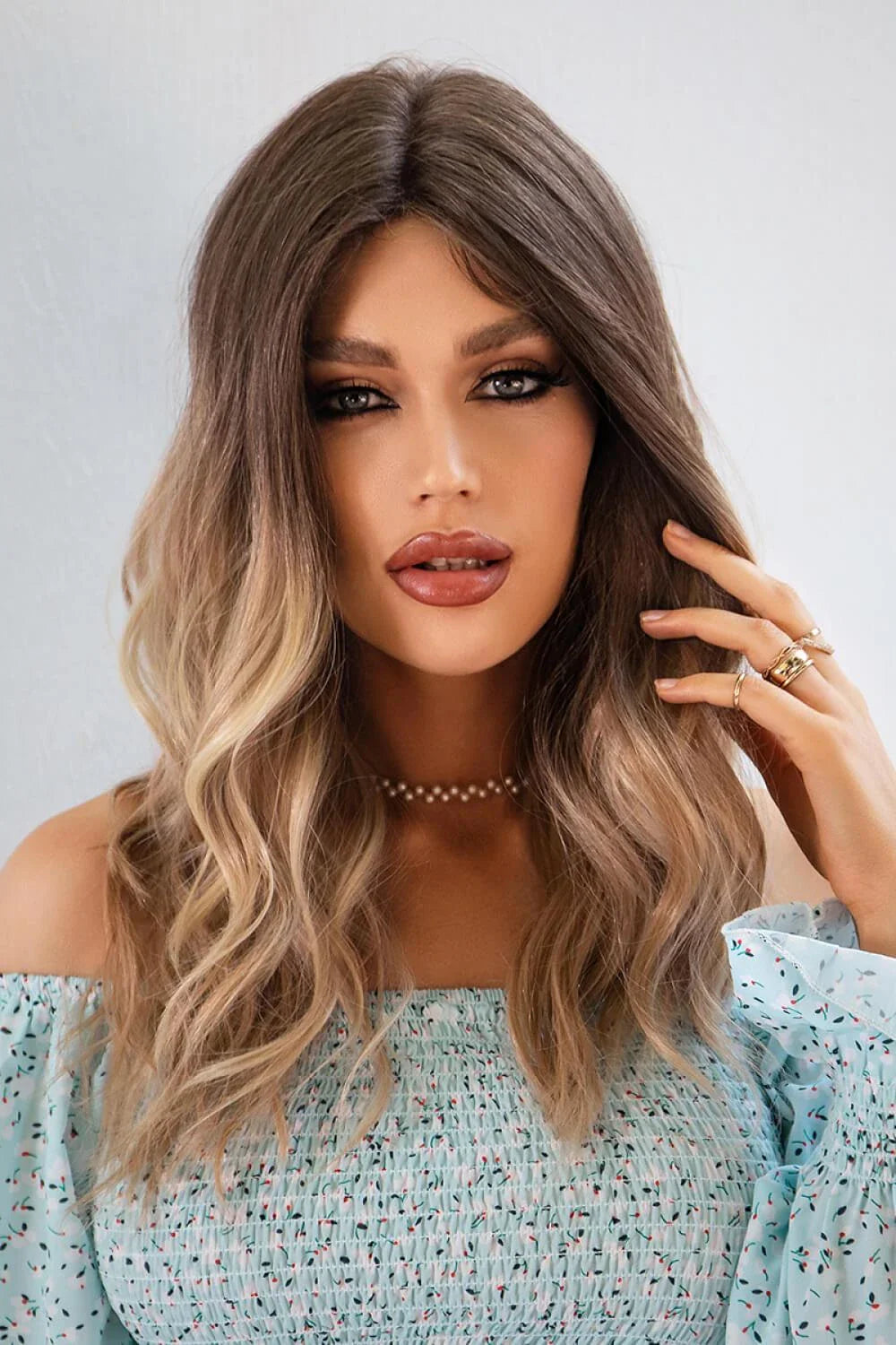Luxurious 13x2 inch lace front wig with 24-inch waves in a natural-looking ombre colour