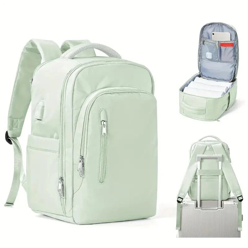 Multi-purpose laptop backpack with ample storage, protective lining, and comfortable carrying system for the modern British traveller