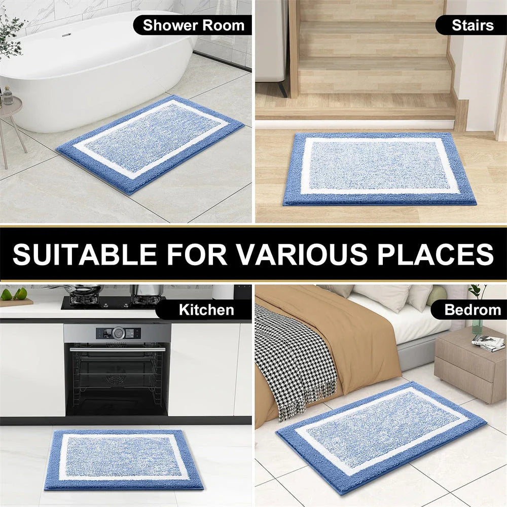 Luxury Microfibre Bathroom Mat with High-Density Memory Foam Core and Fast-Absorbing Coral Velvet Microfibre