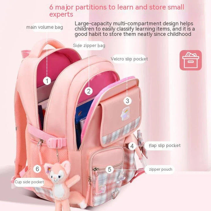 Charming children's backpack with cartoon design, ample capacity, and lightweight nylon construction